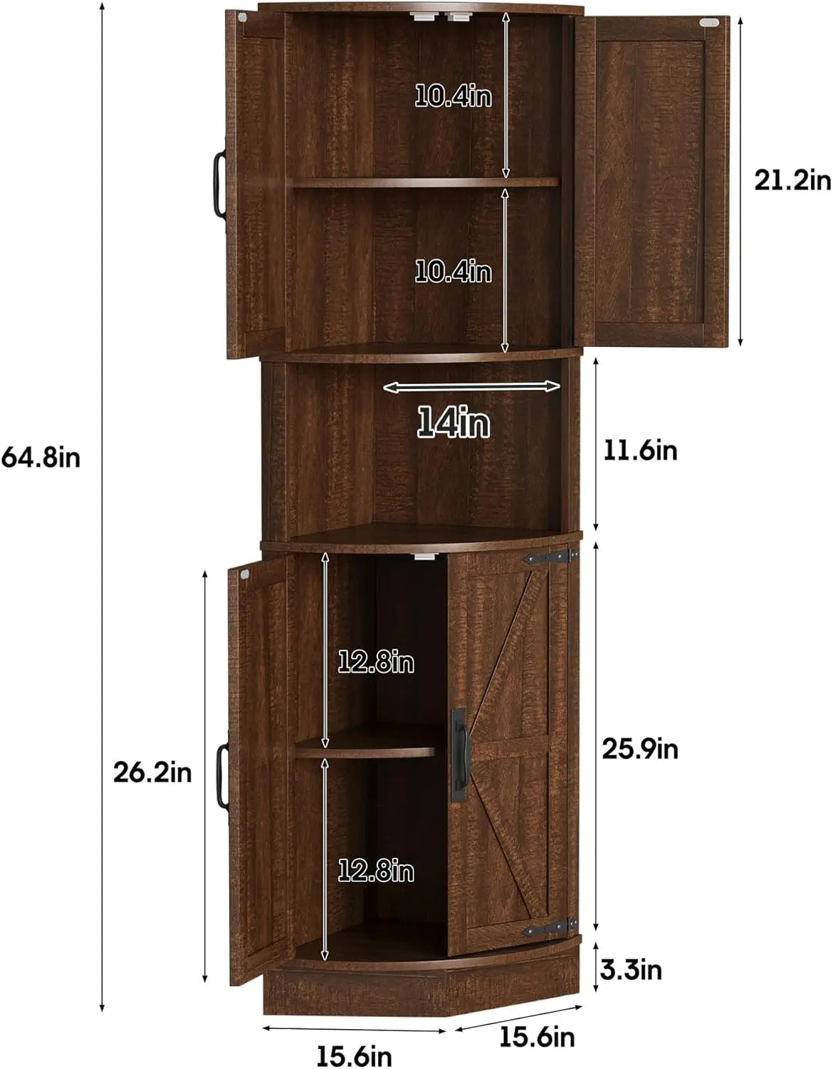 Farmhouse Style Corner Cabinet with Barn Door Design