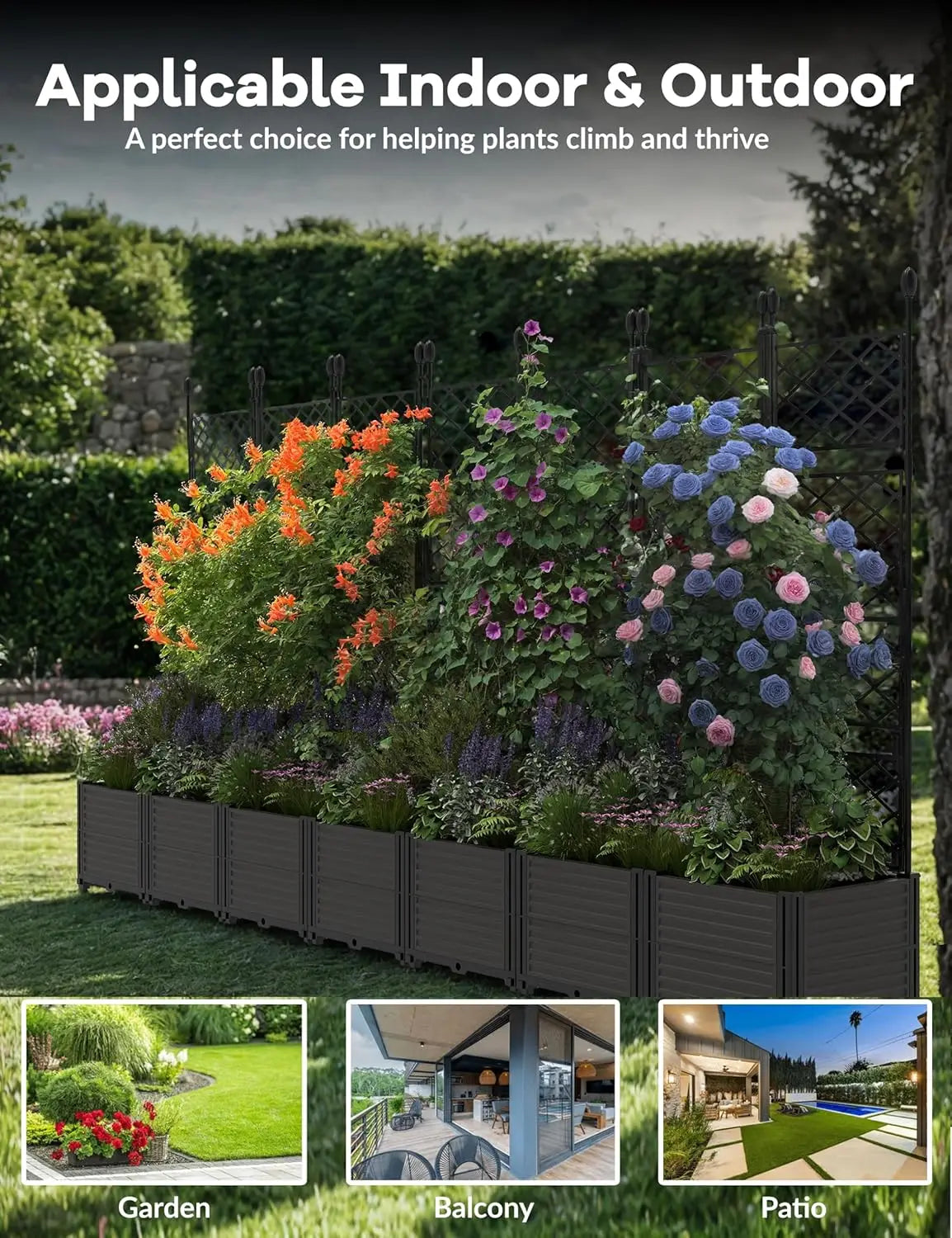 Raised Garden Planter Box with Trellis