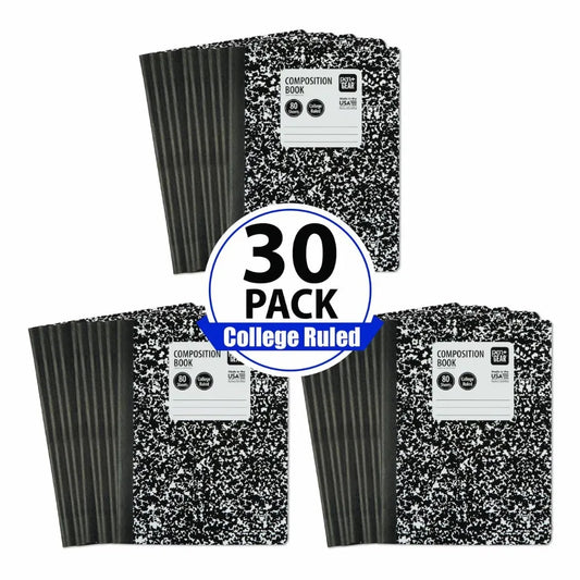 30-Pack College Ruled Composition Notebooks | 100 Sheets Each, Marble Cover