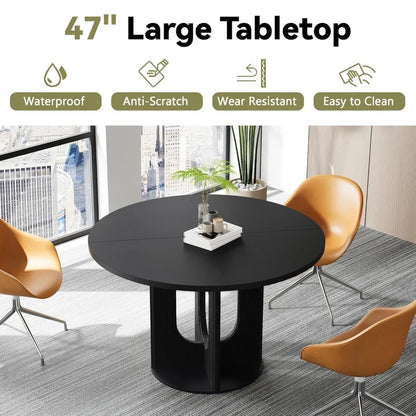 Farmhouse Style Dining Room Table with Pedestal Base
