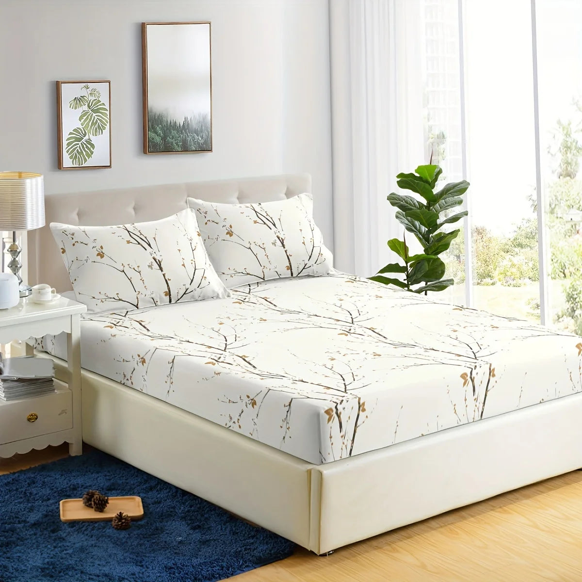 Vintage Floral Fitted Sheet Set | 3-Piece Deep Pocket Microfiber Bedding