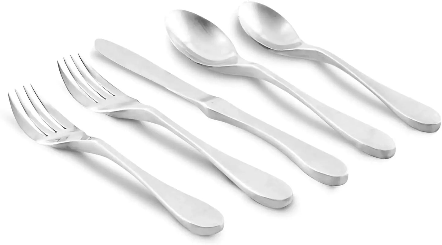 Ergonomically Designed Stainless Steel Cutlery Set in Matte Silver