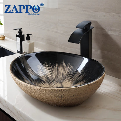Vintage Gold Ceramic Bathroom Vessel Sink