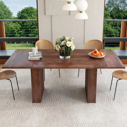 Expandable Dining Room Table with Fluted Base