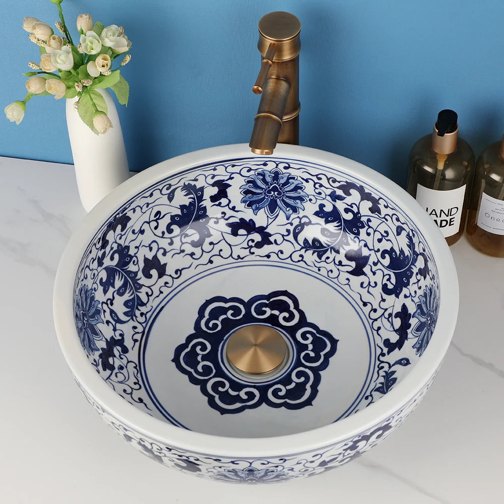 Ceramic Bathroom Vessel Sink & Faucet Combo