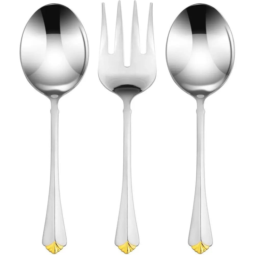 Luxury Silverware Serving Set with Wooden Storage Chest