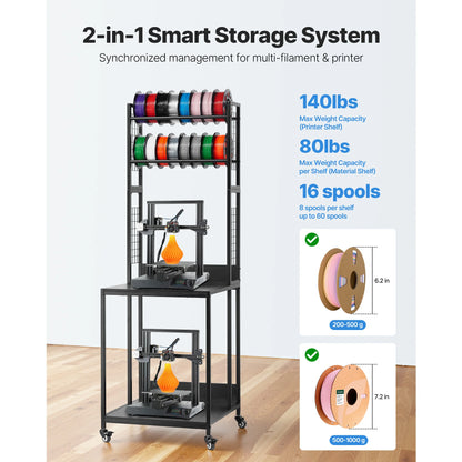 4-Tier 3D Printer Stand & Filament Storage Rack