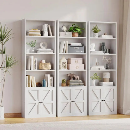 Elegant 6-Tier Bookshelf with Storage Cabinet