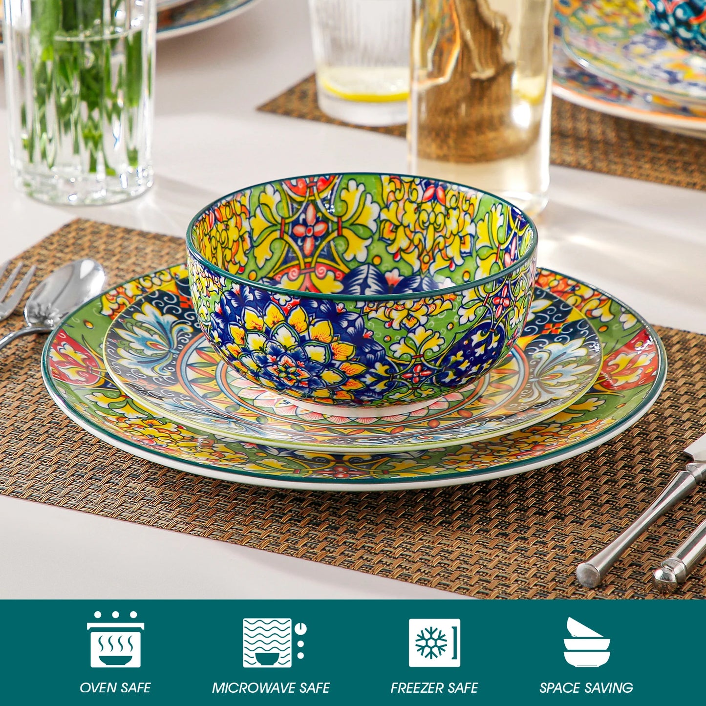 Colorful Bohemian Style Ceramic Soup Bowl Set