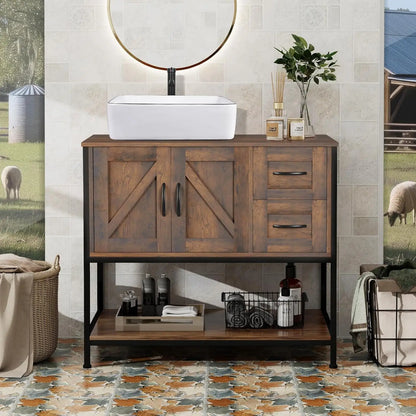 Rustic Bathroom Vanity with Ceramic Sink