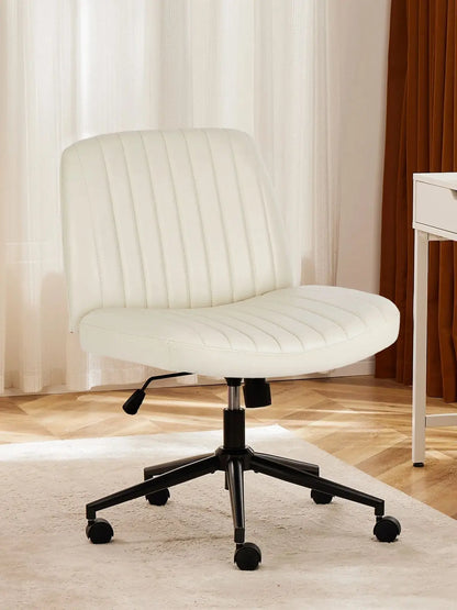 Armless Cross-Leg Office Chair with Wheels