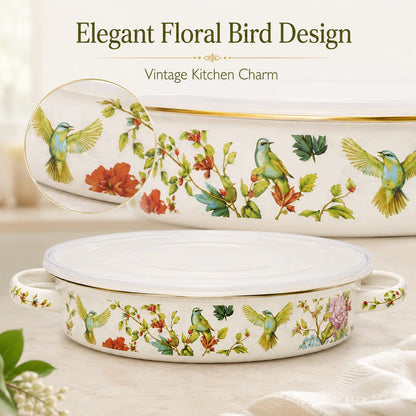 Vintage Floral Enamel Pie Pan