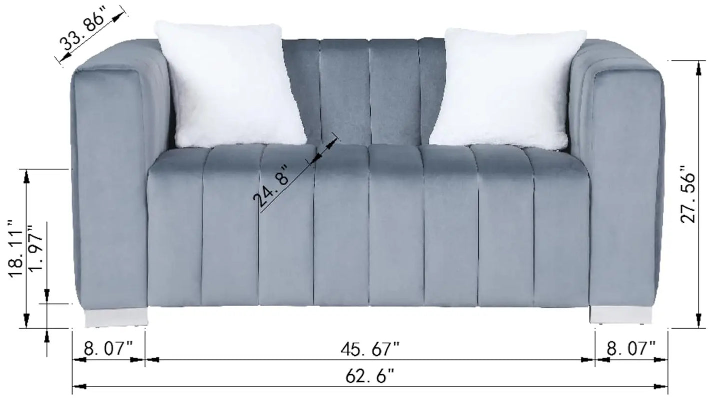 Modern Premium Velvet Loveseat with Pillows