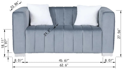 Modern Premium Velvet Loveseat with Pillows