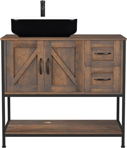 Rustic Bathroom Vanity with Ceramic Sink
