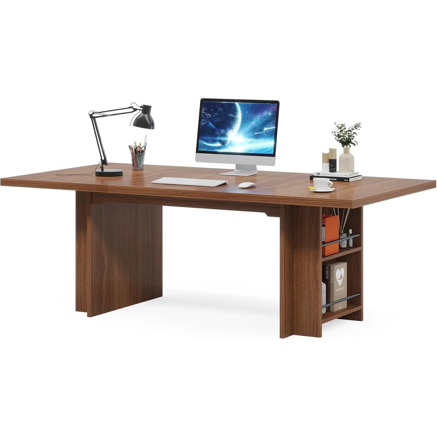 63-Inch Modern Executive Computer Desk with Storage