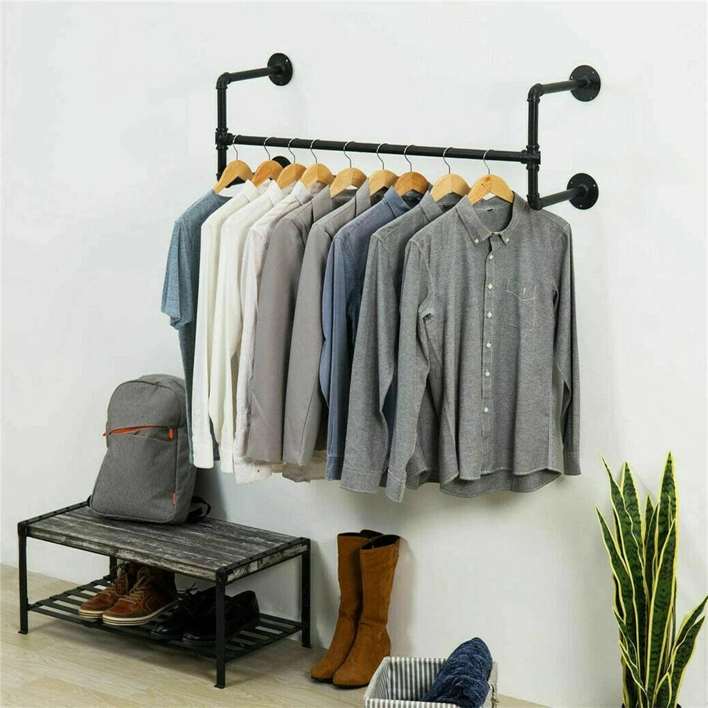 Industrial Wall-Mounted Clothes Rack