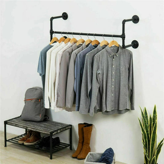 Industrial Wall-Mounted Clothes Rack