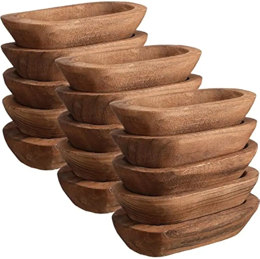 Vintage Hand Carved Wooden Dough Bowls