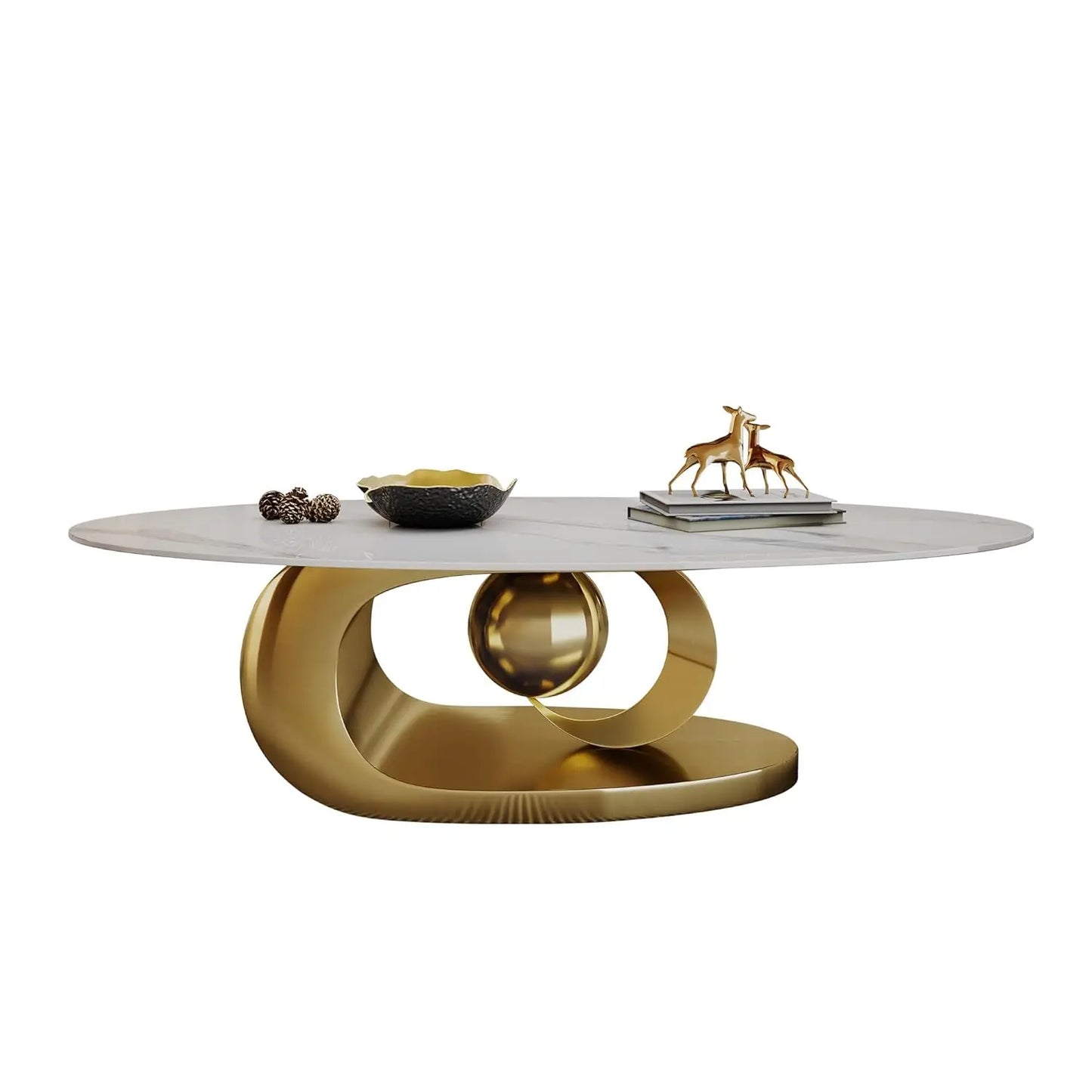 Modern Oval Stone Coffee Table