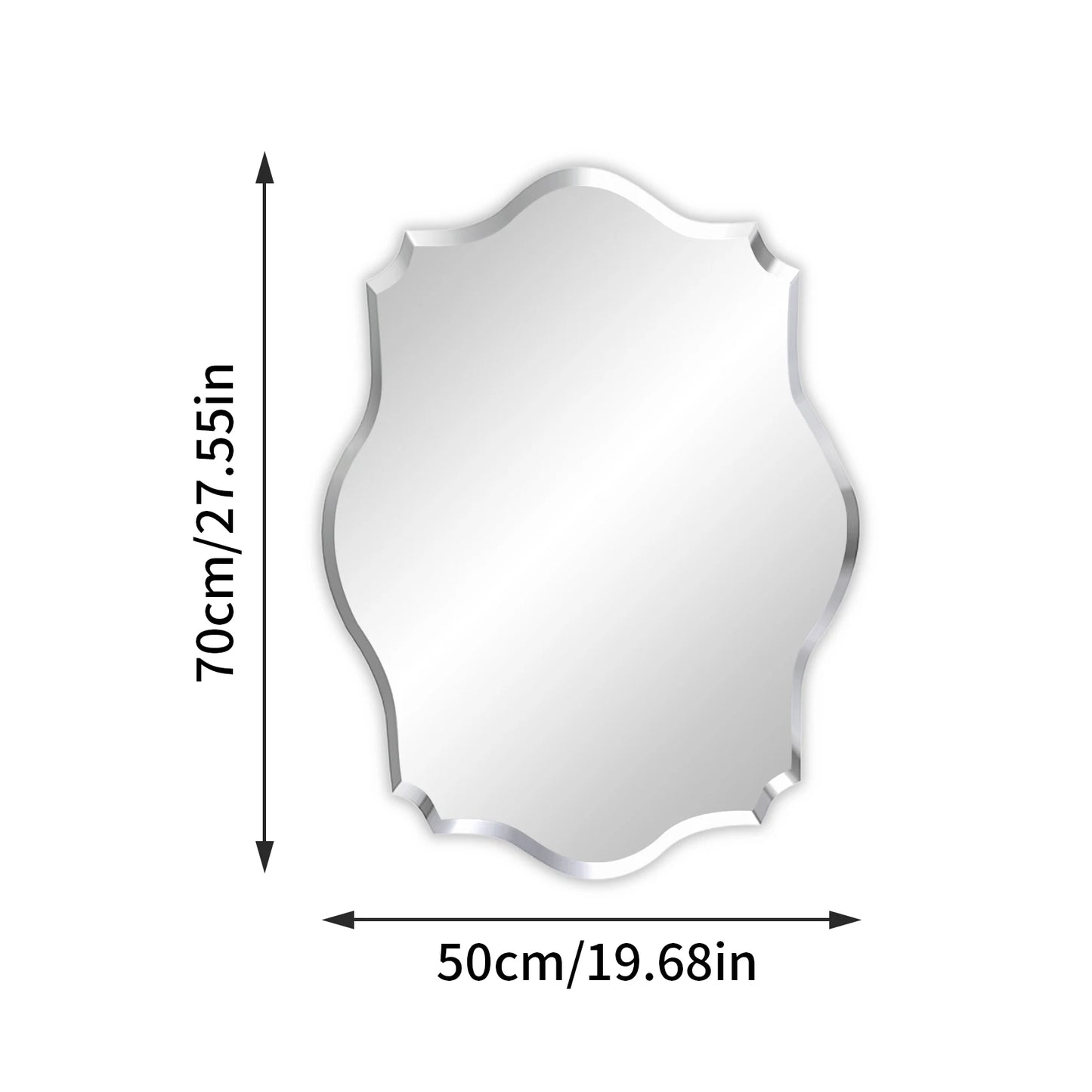 Scalloped Frameless Wall Mirror with Beveled Edge | Modern Irregular Vanity Mirror
