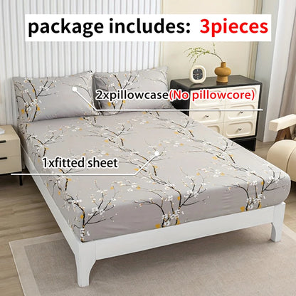 Vintage Floral Fitted Sheet Set | 3-Piece Deep Pocket Microfiber Bedding