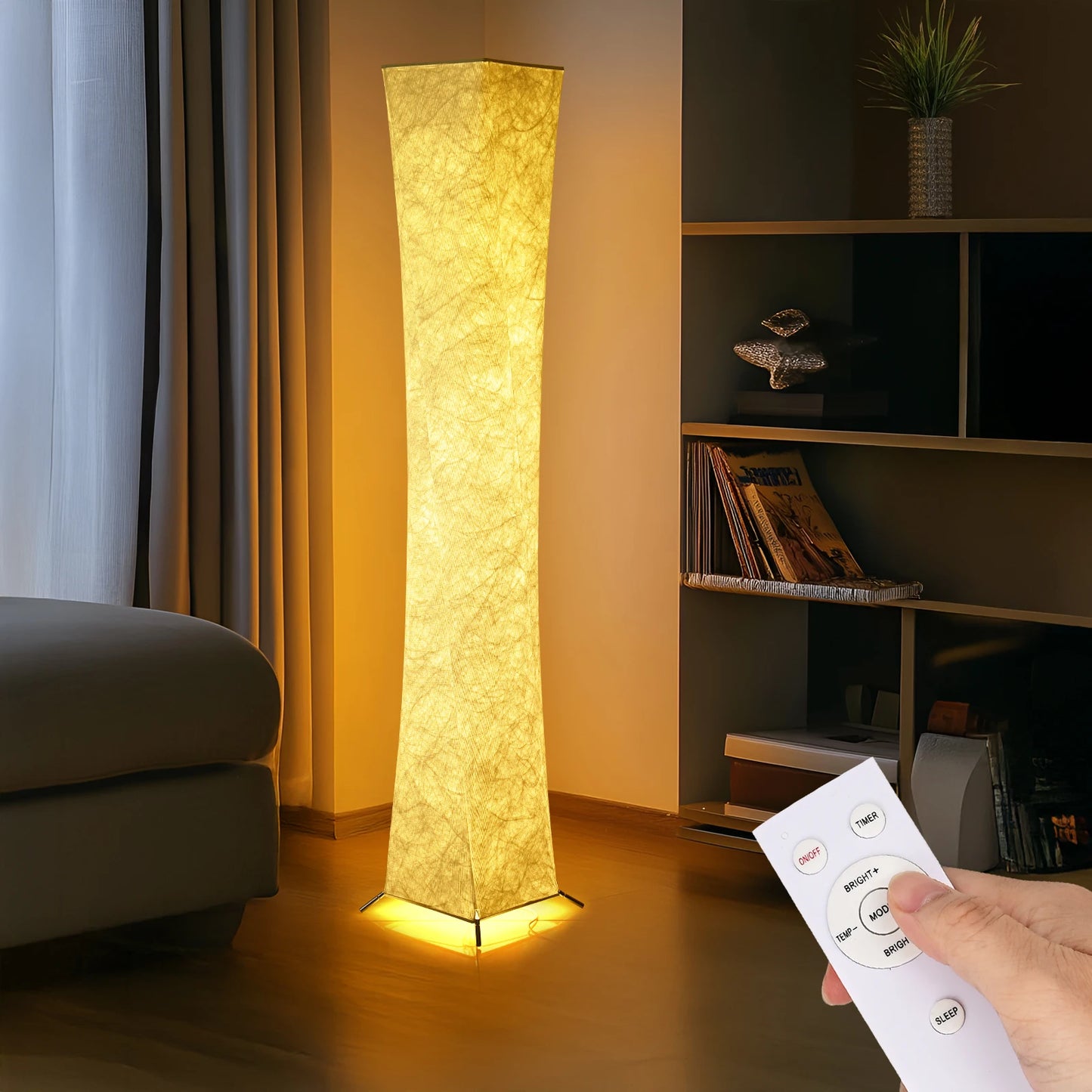 Soft Light Floor Lamp with Fabric Shade, Simple Design