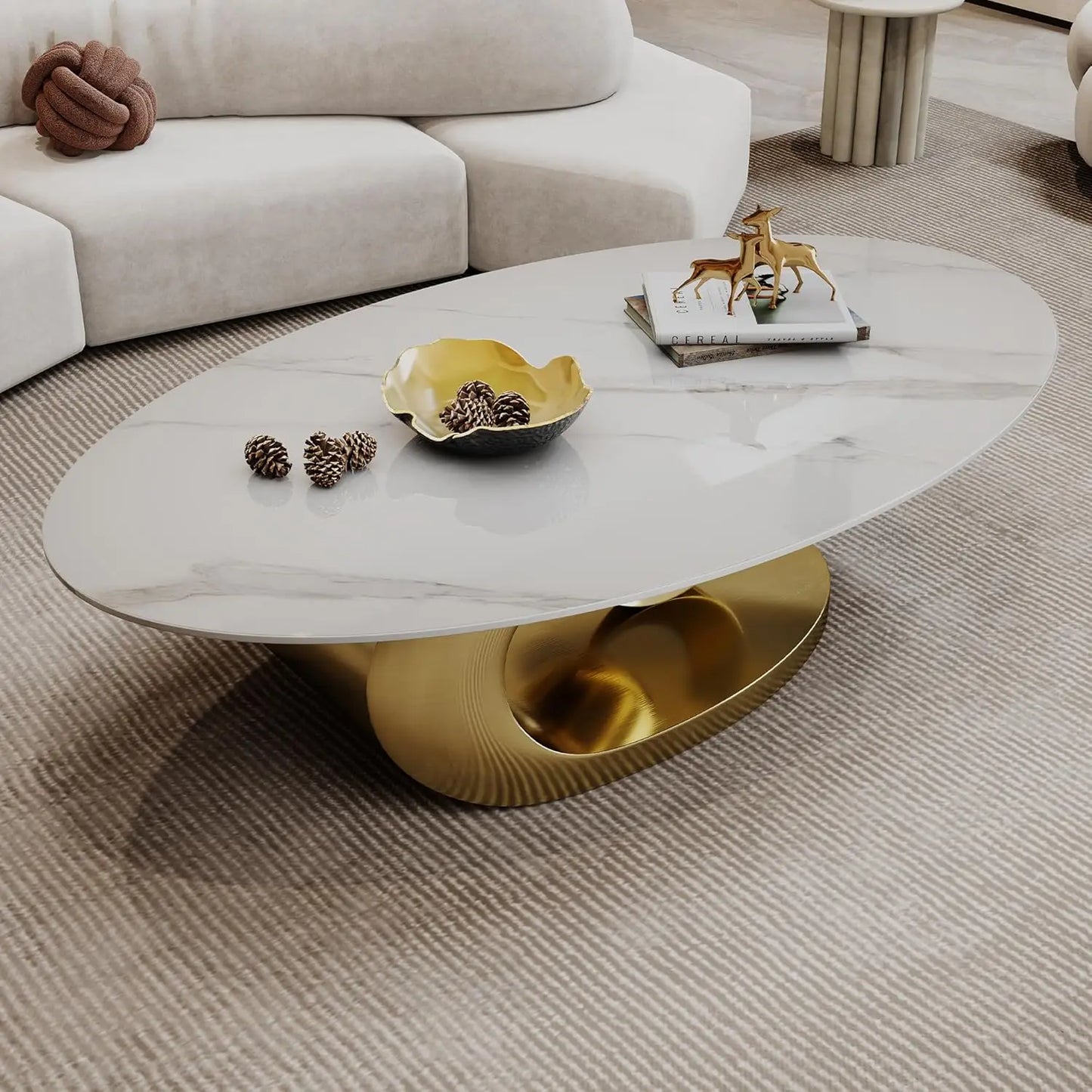 Modern Oval Stone Coffee Table