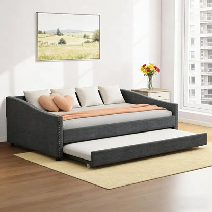 Modern Style Full-Size Upholstered Daybed with Trundle