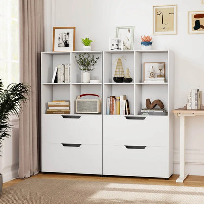 Cube Bookcase with Drawers | 4-Cube Storage Shelf