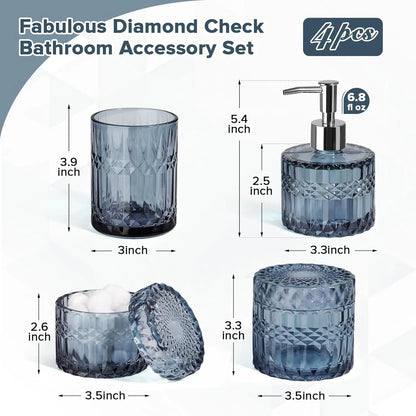 Blue Glass Bathroom Accessory Set