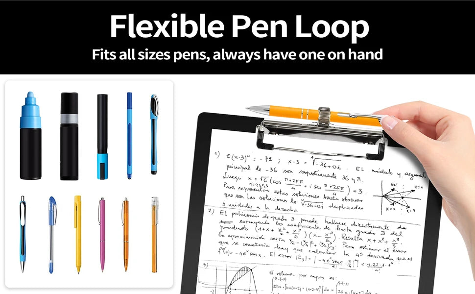 Low Profile Clipboard with Pen Holder | Durable Letter Size Plastic Clipboard