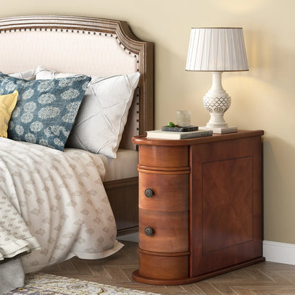 Solid Wood Rounded Side or End Table with Storage