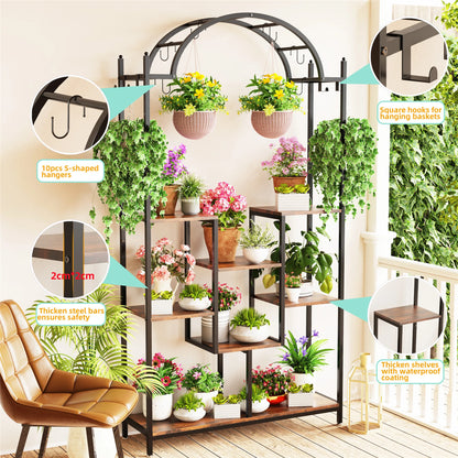 Creative 5-Tier Plant Stand with Hanging Hooks