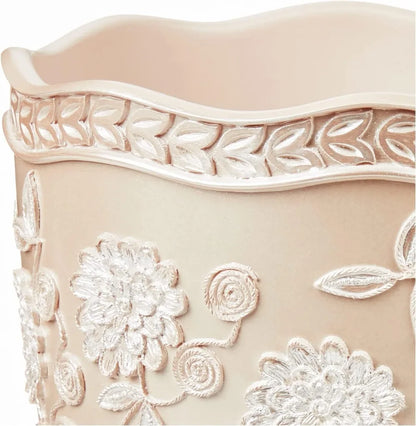 Stylish Small Trash Can with Rose Vine Design