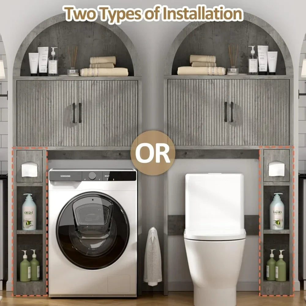Freestanding Arched Bathroom Storage Cabinet