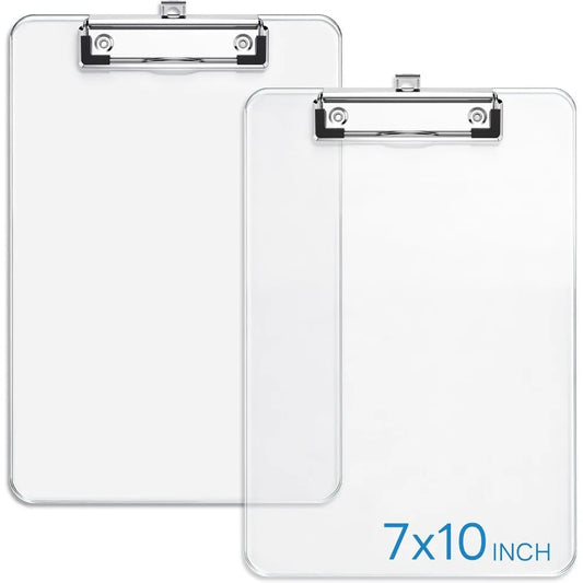 Small Clear Clipboard Set of 2 | A5 Mini Transparent Plastic Clipboards