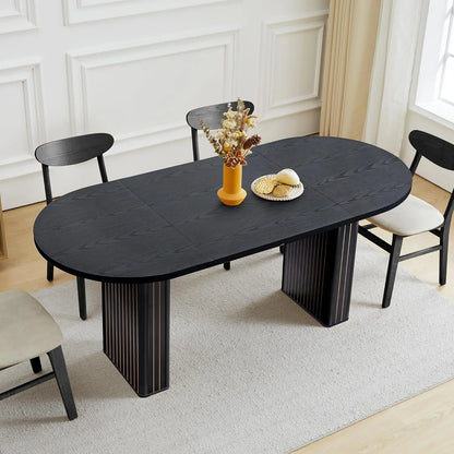 Expandable Dining Room Table with Fluted Base