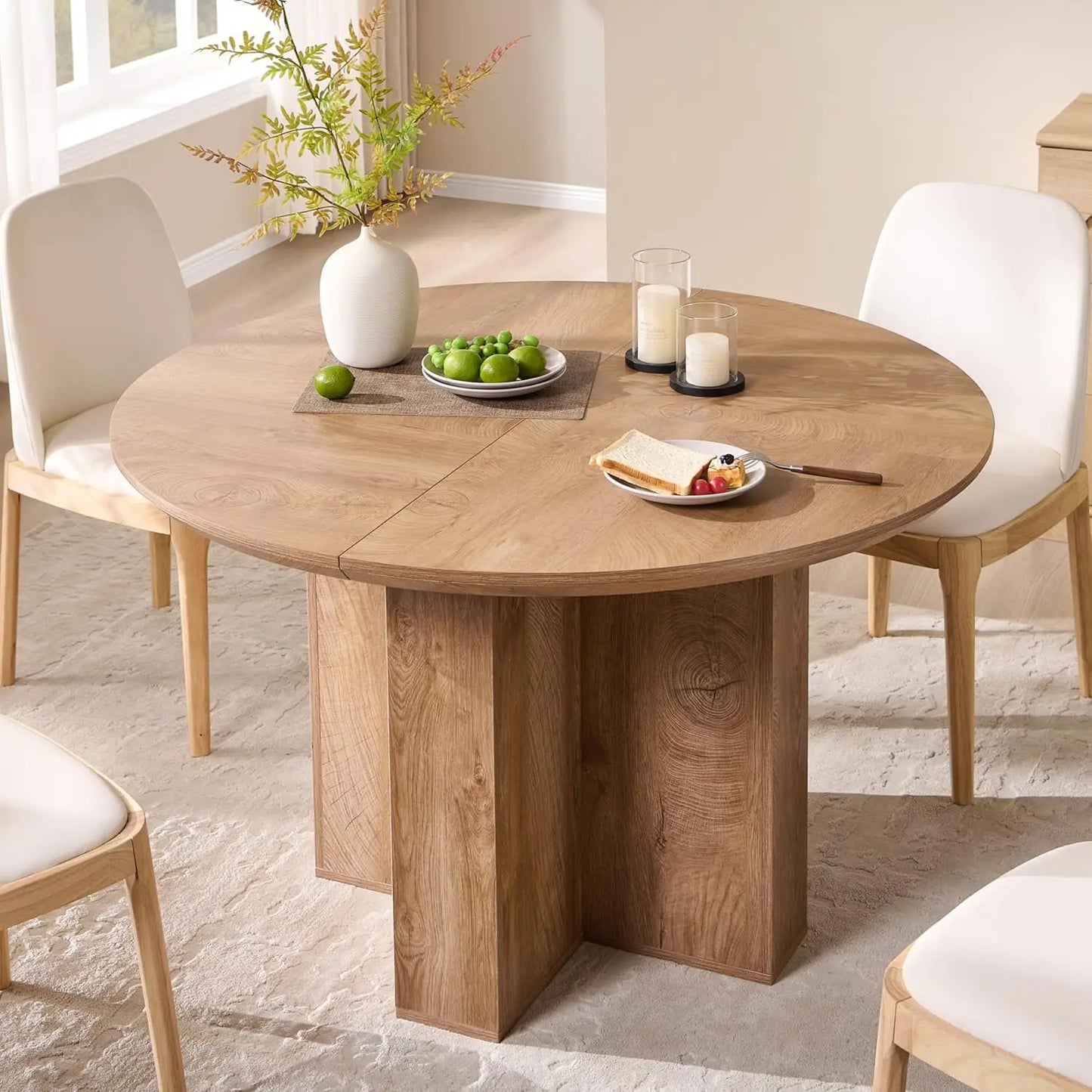 Luxury 47" Round Pedestal Dining Room Table