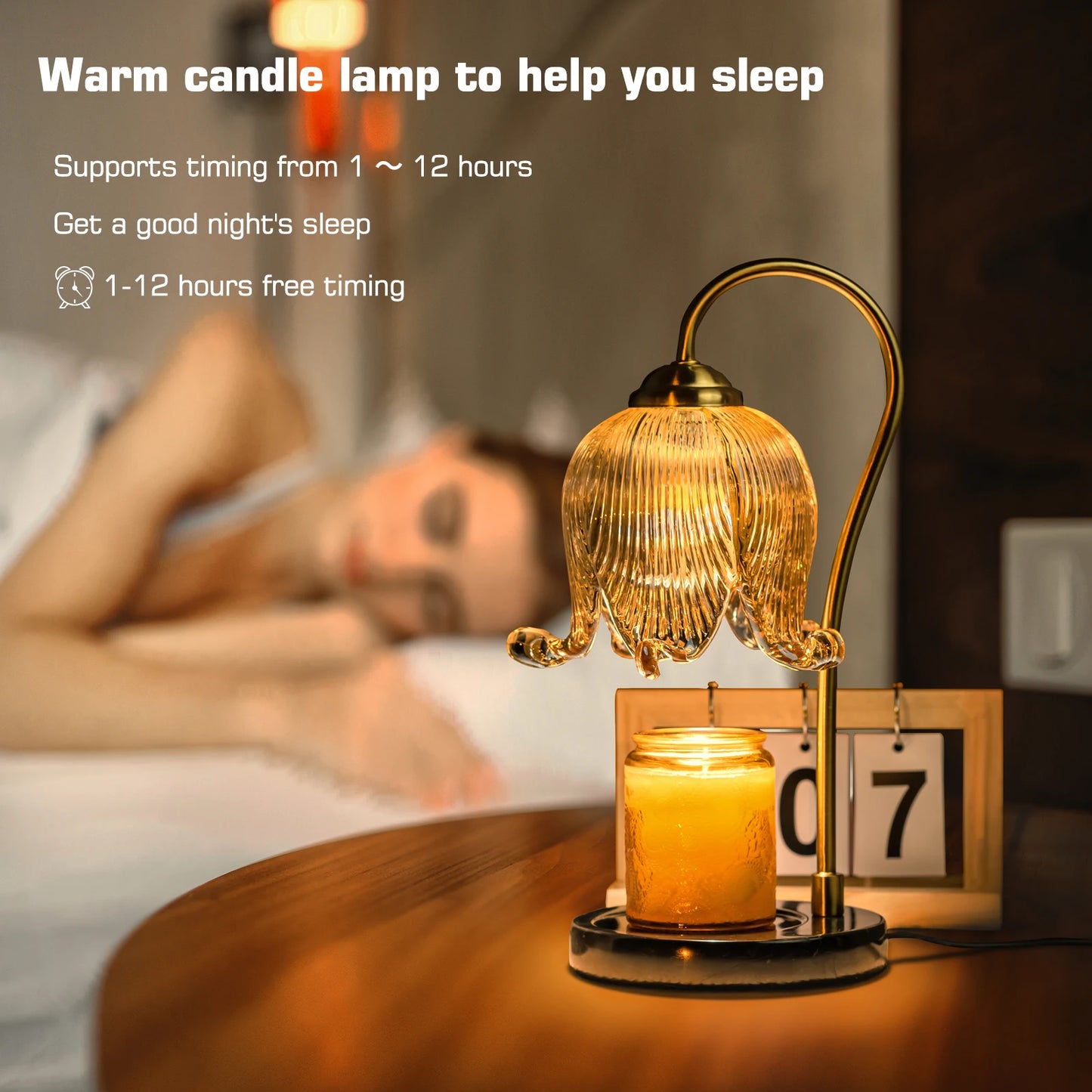 Glass Tulip Candle Warmer, French Retro Table Lamp