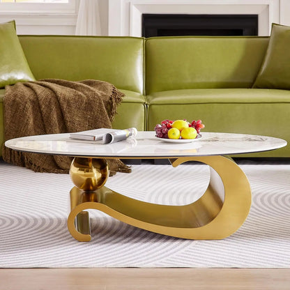 Modern Oval Stone Coffee Table