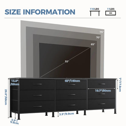 Living Room Cabinet With 9 Fabric Drawers