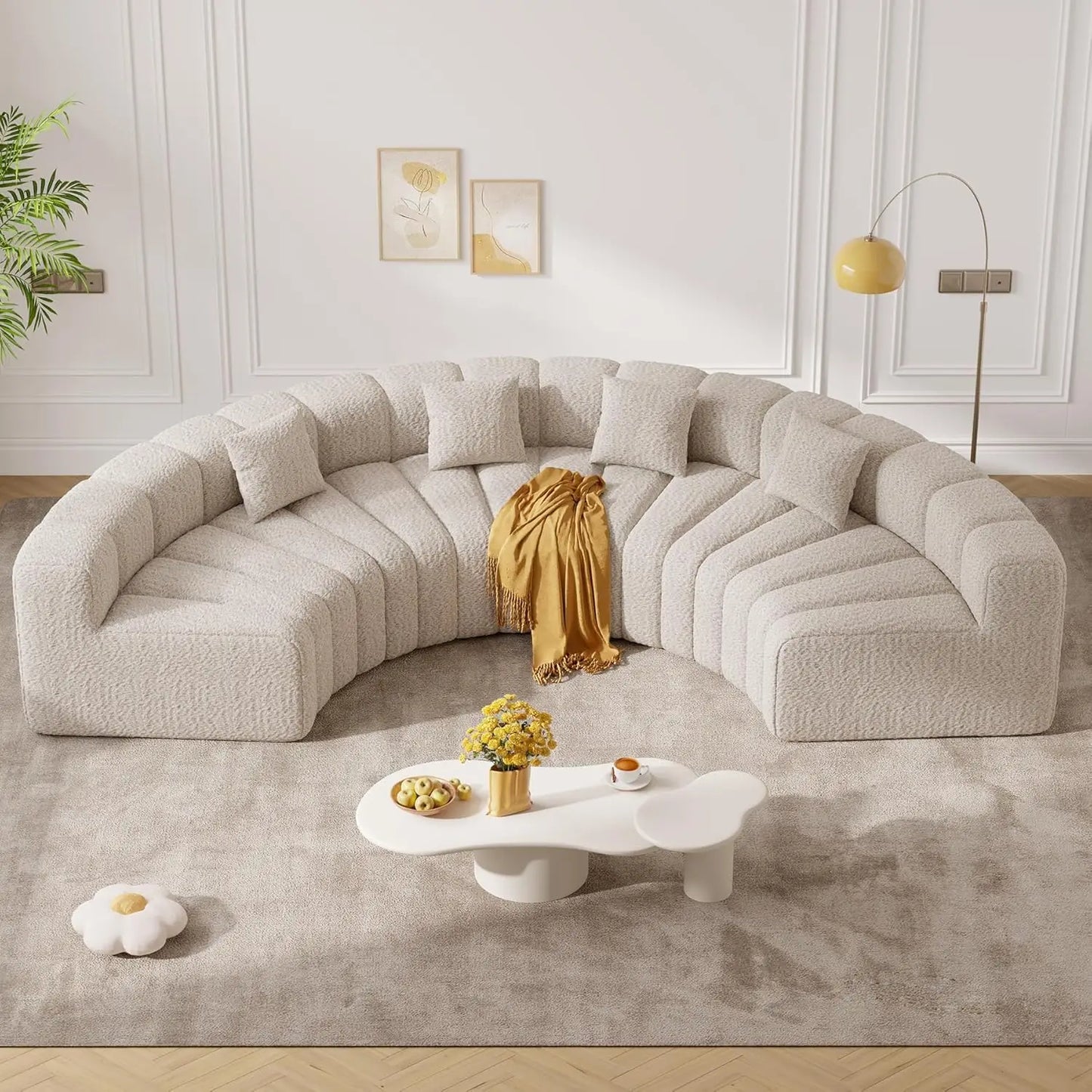 Modern Curved Velvet Cloud Sofa