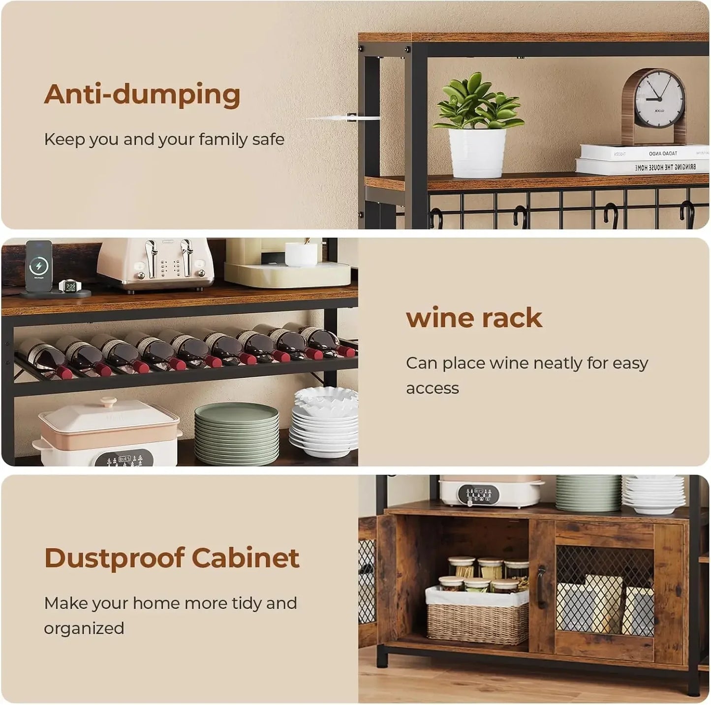 Decorative Coffee Bar with Wine Rack