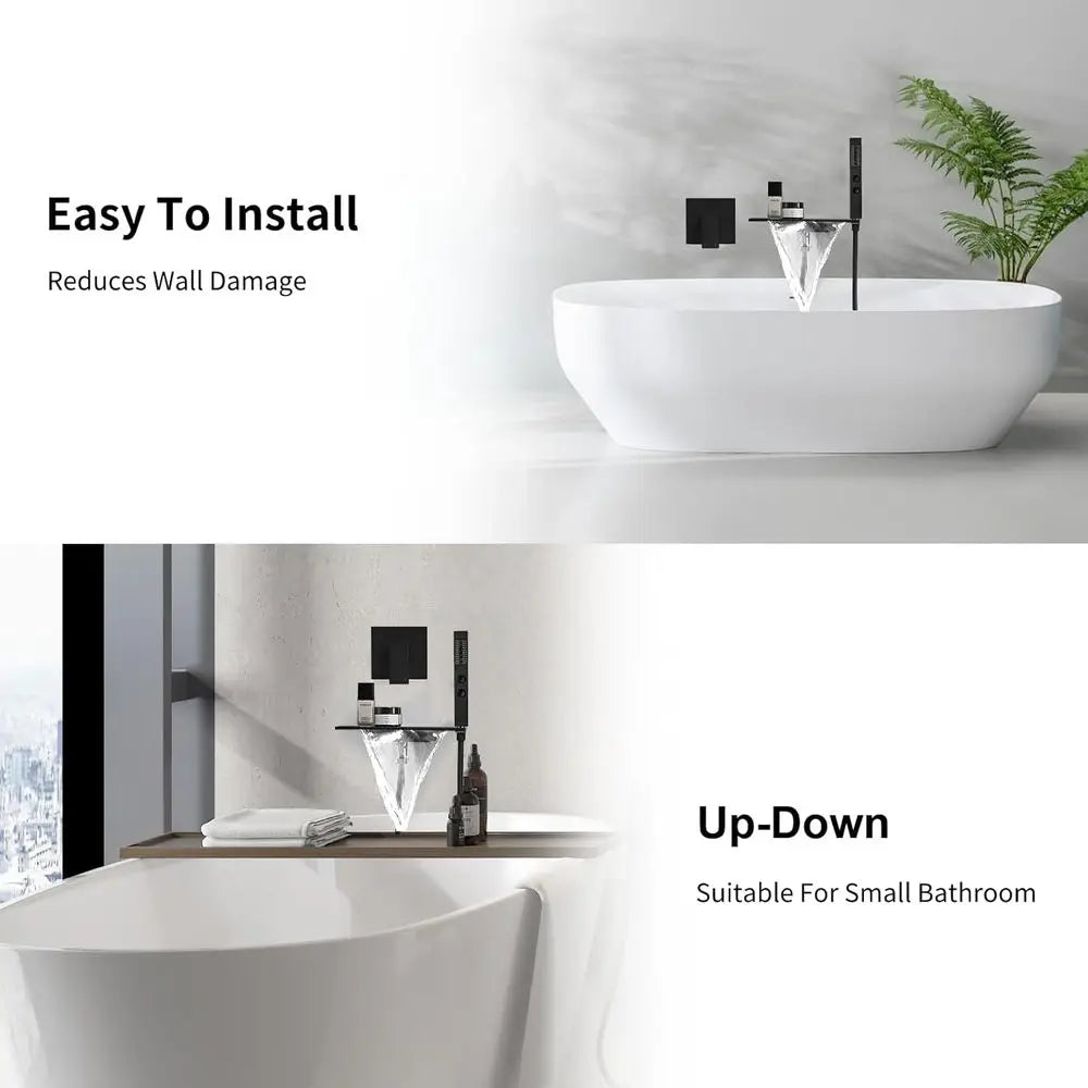 Waterfall Bathtub Faucet with Handheld Sprayer