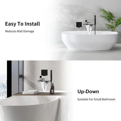 Waterfall Bathtub Faucet with Handheld Sprayer