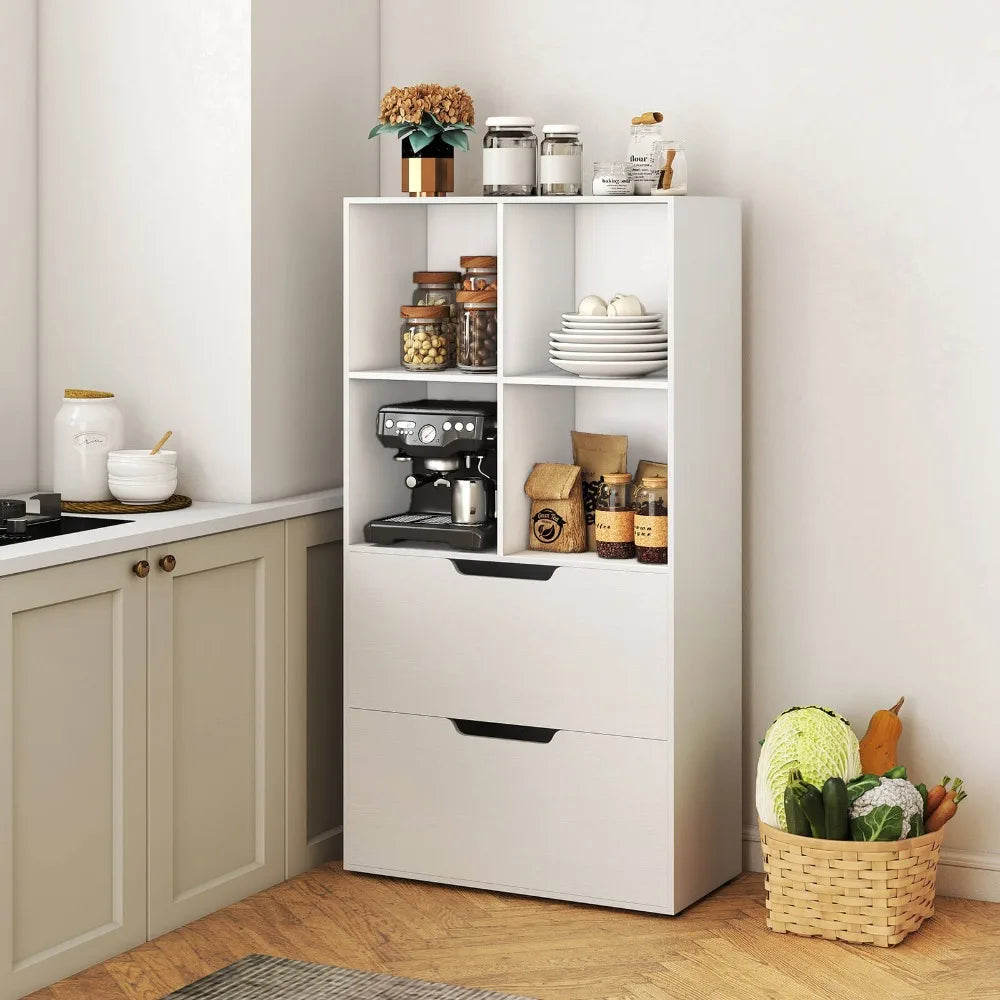 Cube Bookcase with Drawers | 4-Cube Storage Shelf