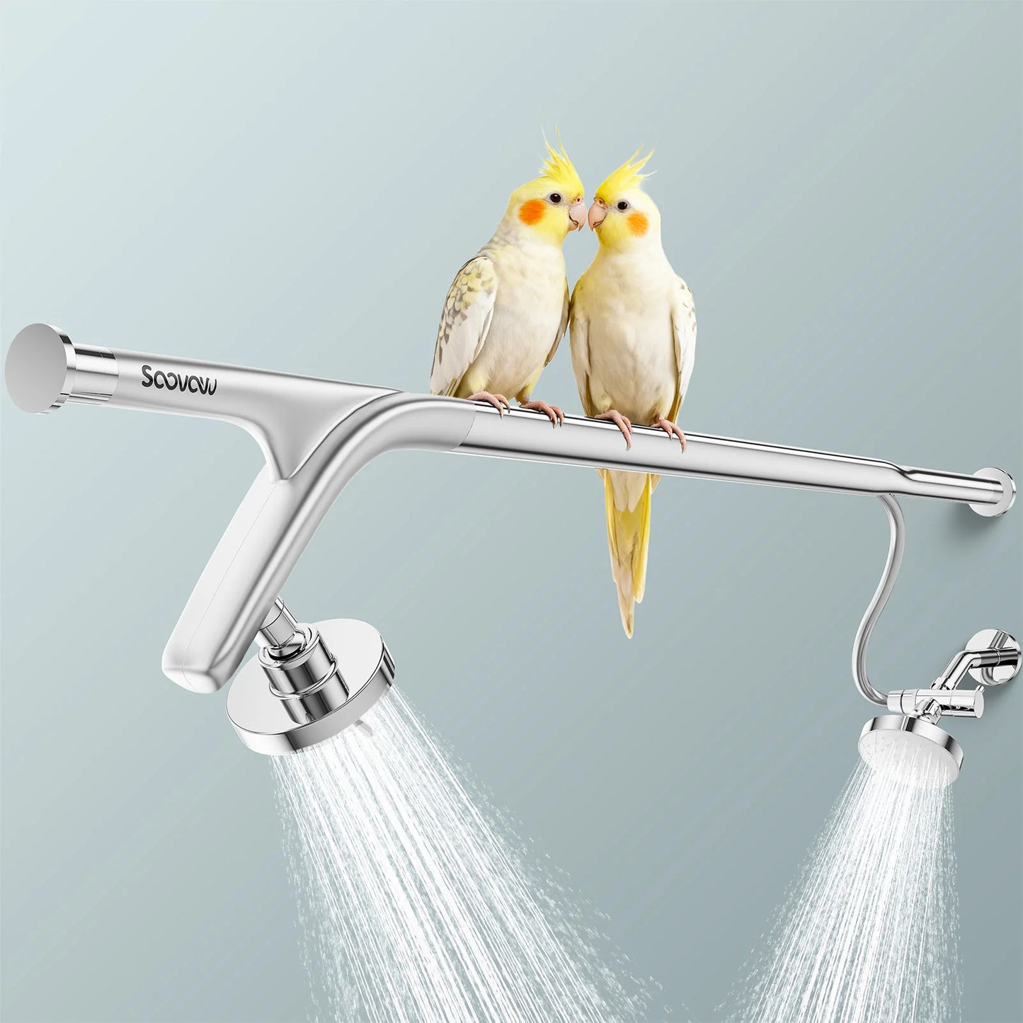 Dual Shower Head System for Couples | Adjustable Tandem Stainless Steel Shower Rod