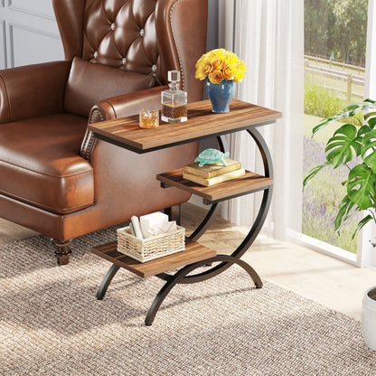 Rustic C-Shaped Side Table
