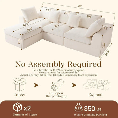 Luxurious Modular Cloud Sectional Sofa